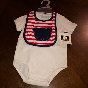 Baby onesie with bear bib set